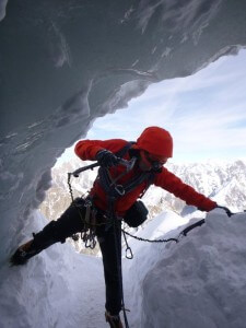 The final move into the tunnel, Aiguille du Midi