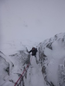 Nick just above the crux, Thompson's Route, Ben Nevis