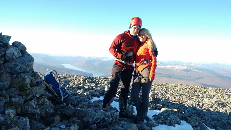 Happy couple top of Ledge Route