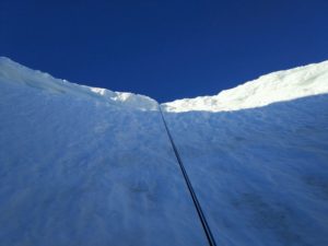 Descending into Easy Gully, Aonach Mor