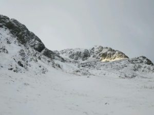 East Ridge of the North Buttress of Stob Ban catching the sun