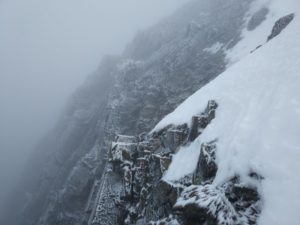 Rime forming on the rocks