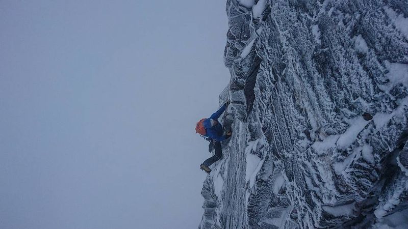 Steep climbing on Centrepoint, Stob Coire an Laoigh